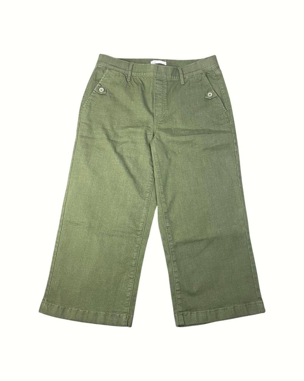 Croft & Barrow Women’s Medium Dark Green Pull On Wide Leg Cropped Pants